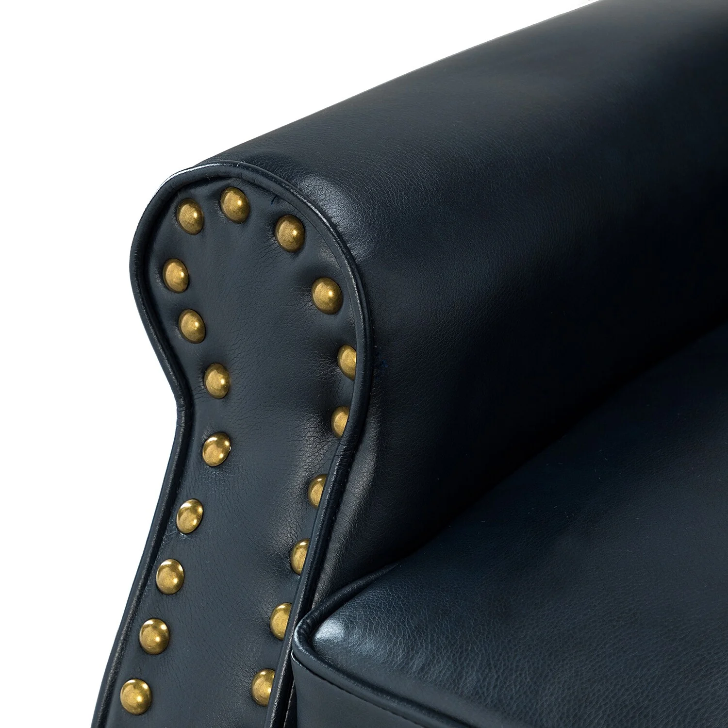 HULALA HOME Mycenae Upholstered Accent Armchair with Nailhead Trim Set of 2 NAVY