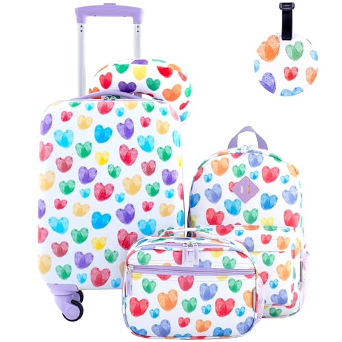 Travelers Club 5 Piece Kids' Luggage Set, Black Polkadot