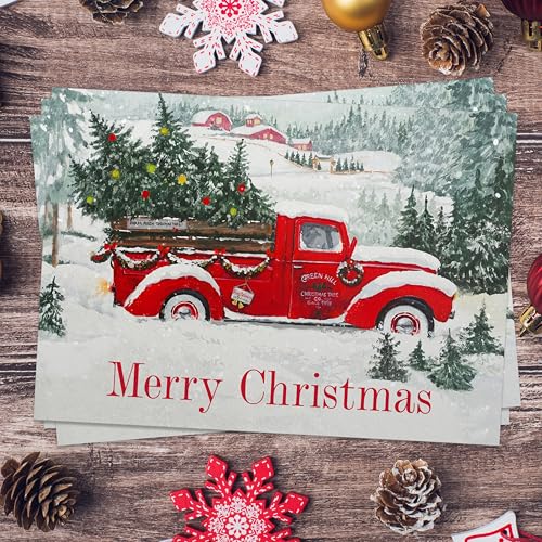 Masterpiece Holiday Greetings Trimmed In Scarlet Christmas Cards / 16 Boxed Snowy Cardinal Wreath Holiday Cards With Silver Foil Lined Envelopes / 5 5/8