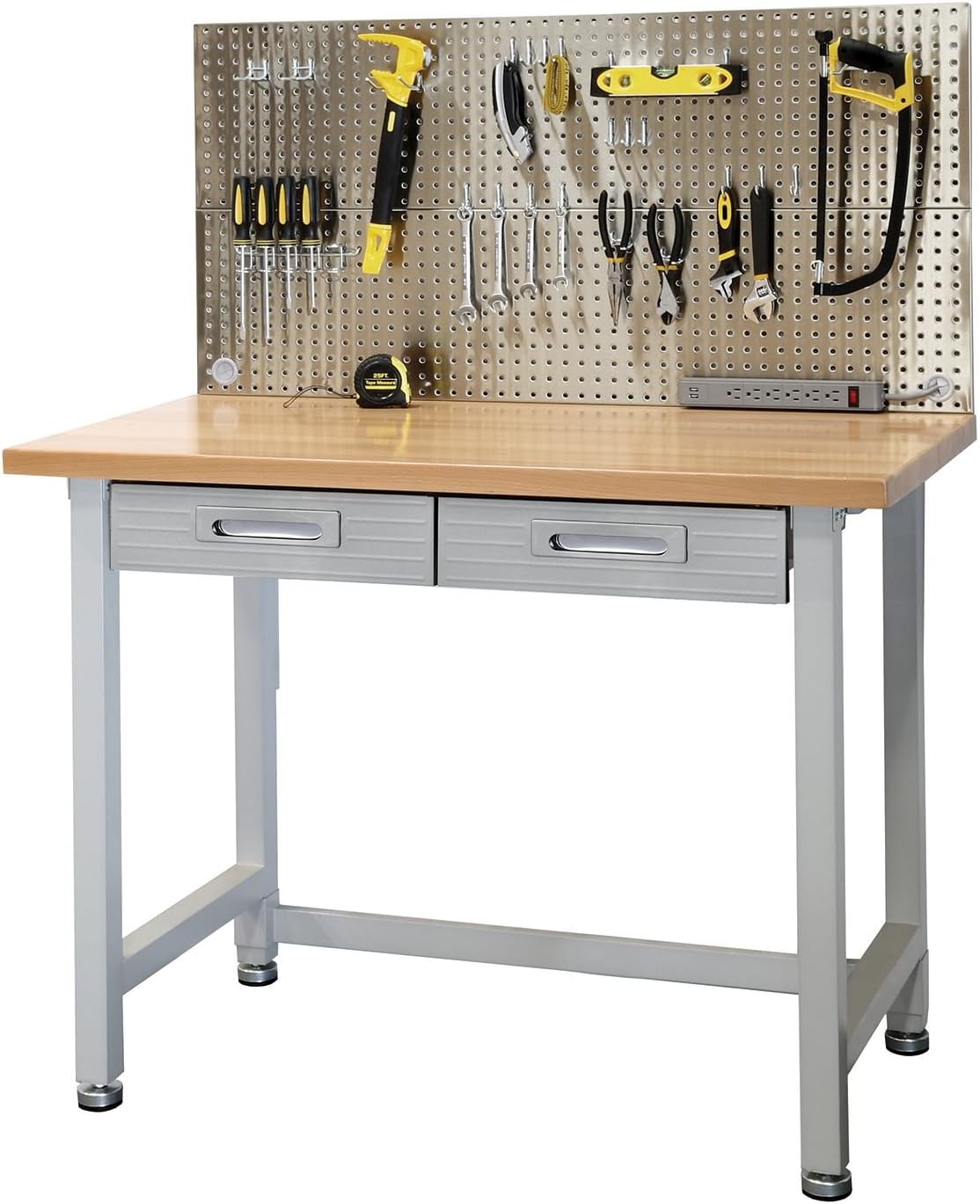 Seville Classics UltraHD Stainless Steel Pegboard Workcenter