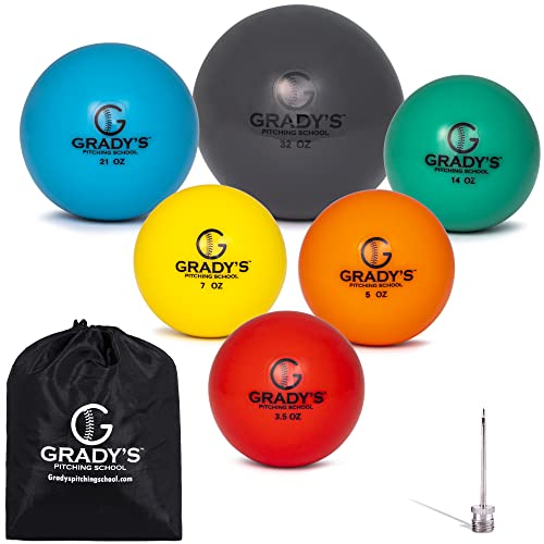 Grady's Pitching School Weighted Velocity Training Ball Set – Seam & Seamless Options for Pitching & Arm Strength + Set of 6 Balls + Carrying Case