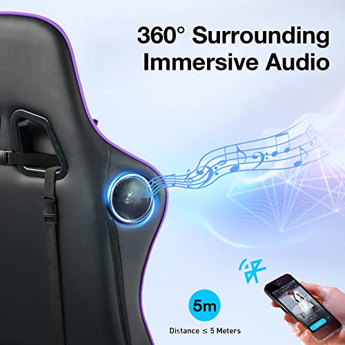 GTRACING Gaming Chair with Speakers Bluetooth Music Video Game Chair Audio Ergonomic Design Heavy Duty Office Computer Desk Chair (Black)