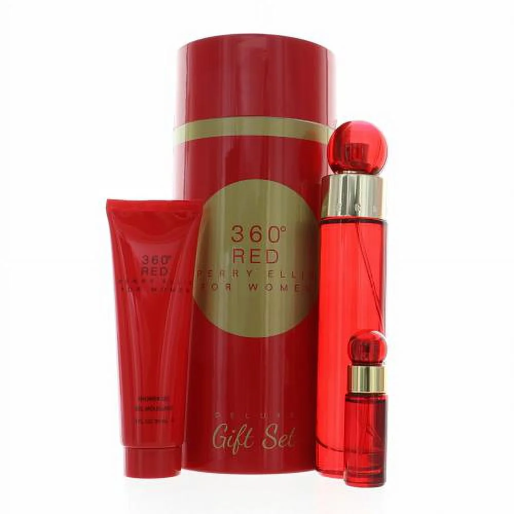 Perry Ellis 360 Red Women 3 Piece Gift Set - 3.0 Oz Shower Gel Moussant By Perry Ellis