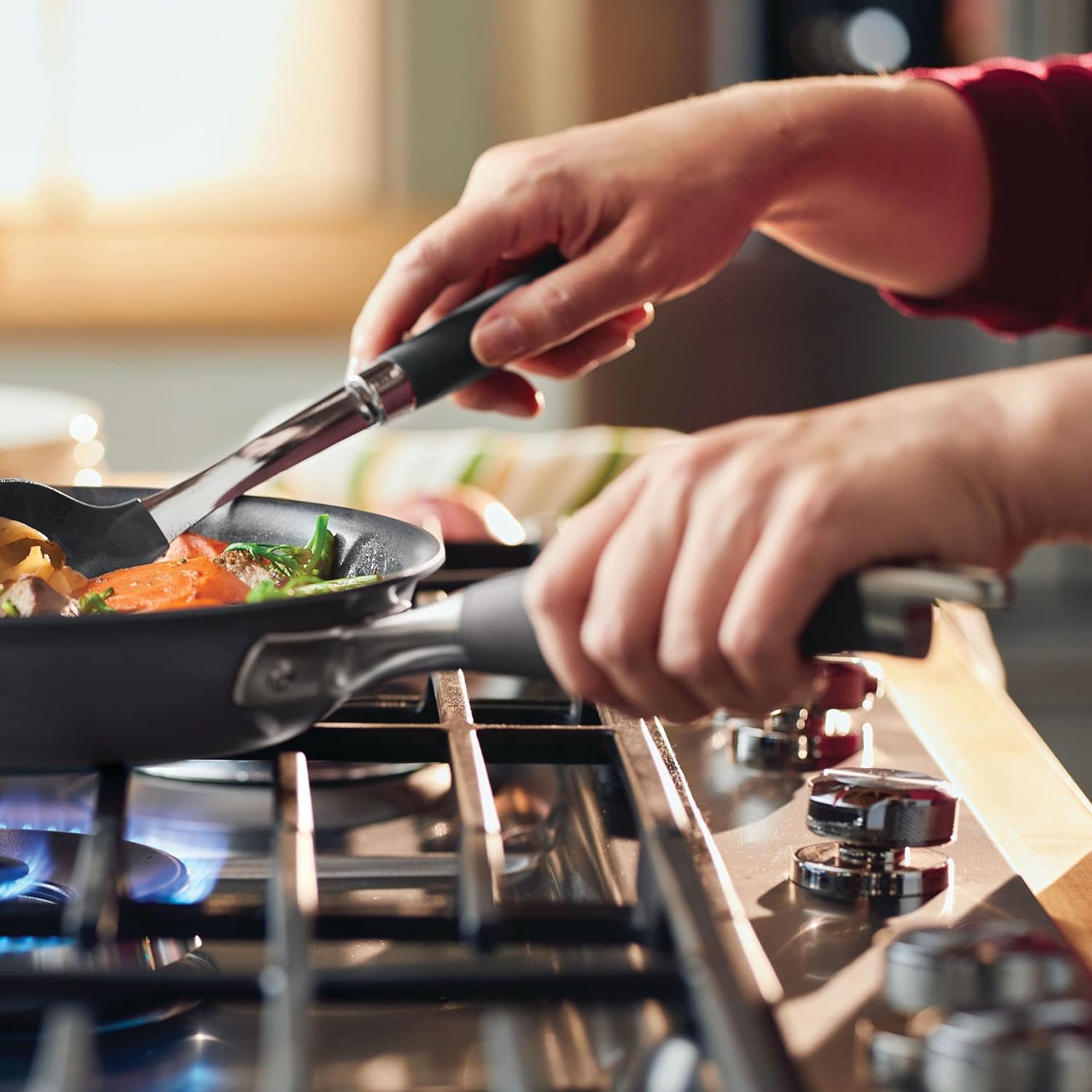 Anolon Advanced Home Hard-Anodized Nonstick Skillets (2 Piece Set- 10.25-Inch & 12.75-Inch, Moonstone)