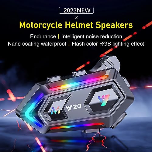 FEYA Motorcycle Helmet Speakers High Battery Life Helmet Headphone IPX6 Automatic Answer/Call Music Control/Intelligent Noise/Wake up Siri, 2 Different Types of Mic - Compatible with All Helmets