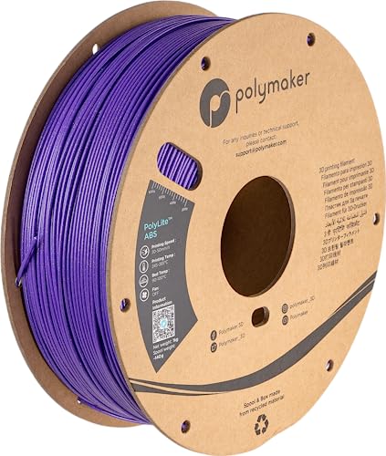 Polymaker ABS Filament 1.75mm Black, ABS 3D Printer Filament 1.75mm Heat Resistant 1kg - PolyLite ABS 3D Printing Filament 1.75mm, Strong & Durable, Dimensional Accuracy +/- 0.03mm