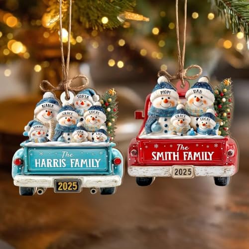 Custom Snowman Family Ornament Acrylic Christmas Tree Decor Personalized 2025 Family Christmas Ornament Engraved Names Keepsake Gift
