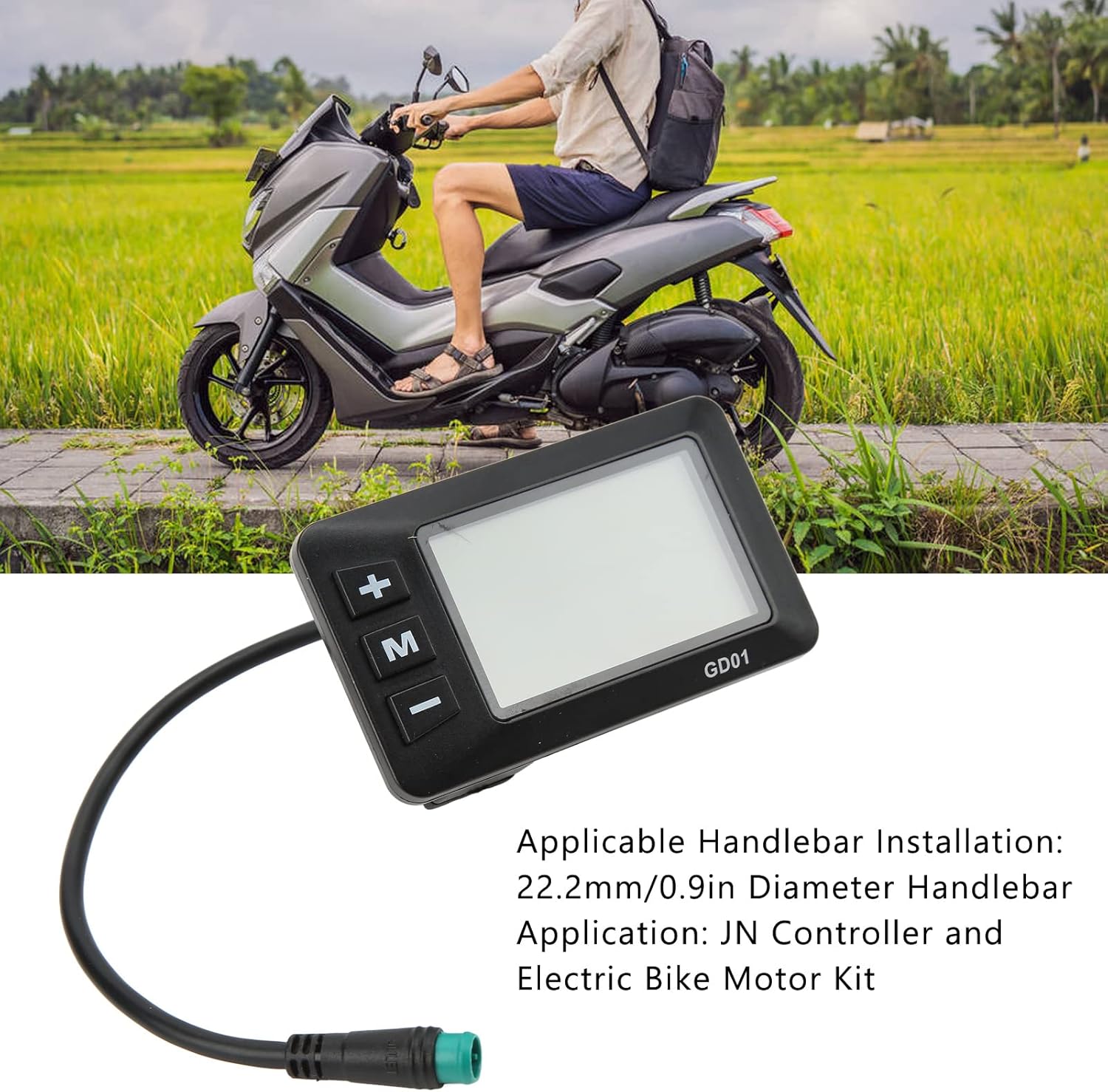 Bike Computer, 5 Pin Waterproof Plug Speedometer and Odometer with Backlight Display Real Time Speed Display 5 Gears Control LCD Display Screen for Electric Bicycles, Scooters