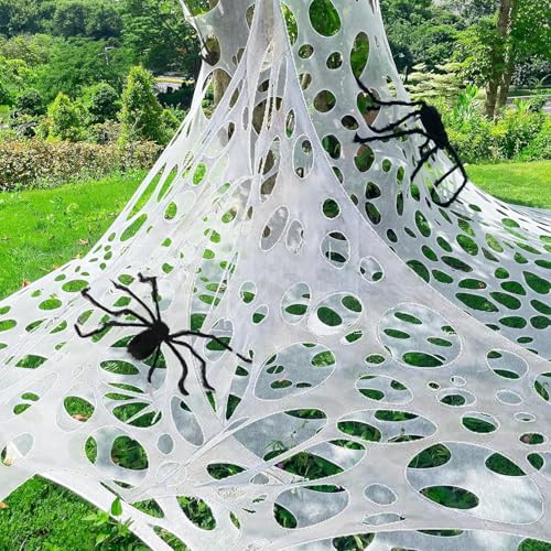 Homgaty 【Creepy Halloween Mask】+ 【650 Sqft Giant Halloween Spider Web】