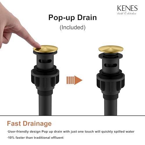 KENES Brushed Nickel Vessel Sink Facuet Single Handle Tall Bathroom Sink Faucet Vanity Bathroom Faucet Basin Mixer Tap with Water Supply Hose and Pop Up Sink Drain, LJ-9031A