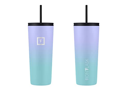 IRON °FLASK Classic Tumbler - Vacuum Insulated Stainless Steel Water Bottle, Double Walled, Drinking Cup, Insulated Travel Mug (Cotton Candy, 24 oz Solid Lid)