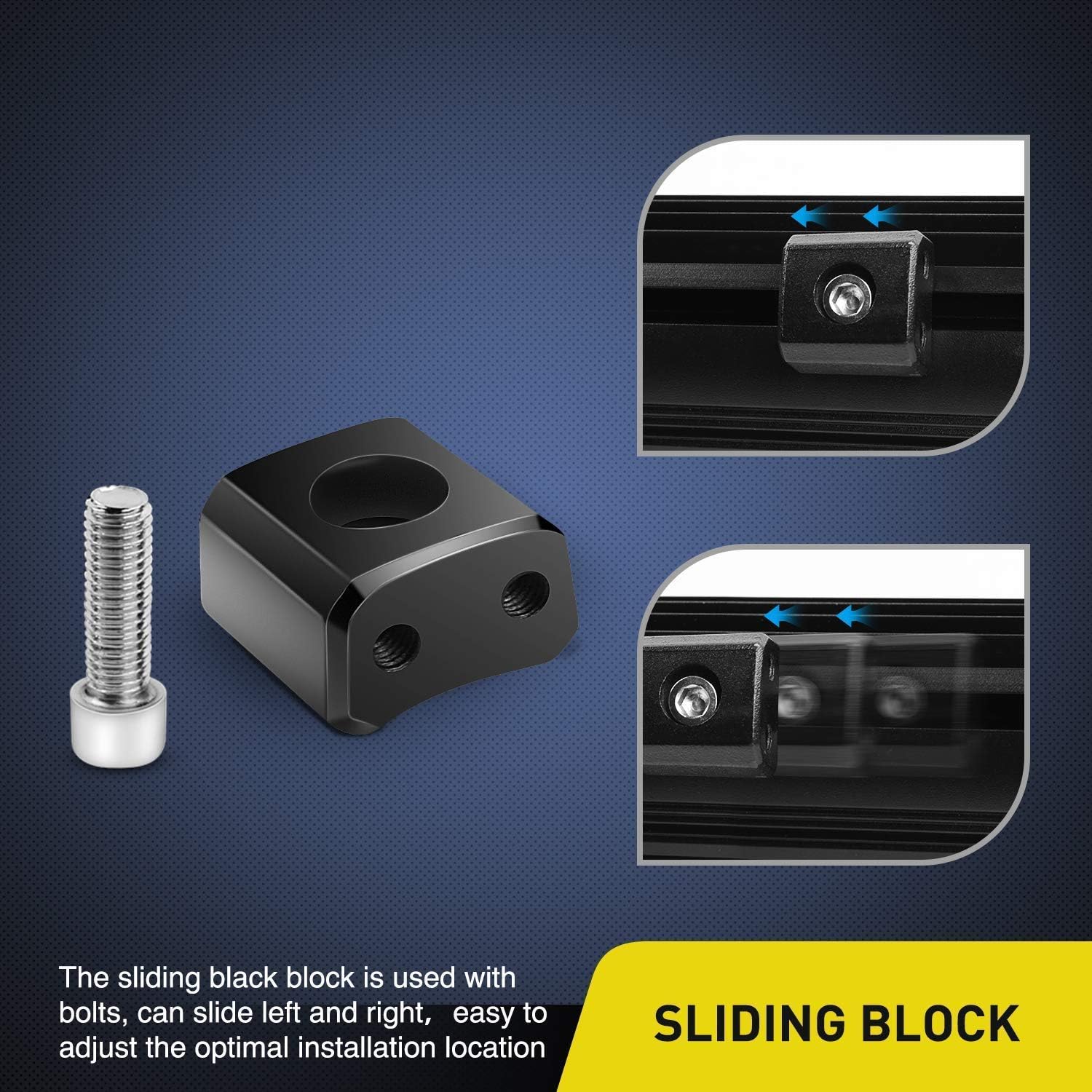 Nilight 2PCS Mounting Base Bracket LED Light Bar Slide Mount Bracket 2 Years Warranty (90034B),Black