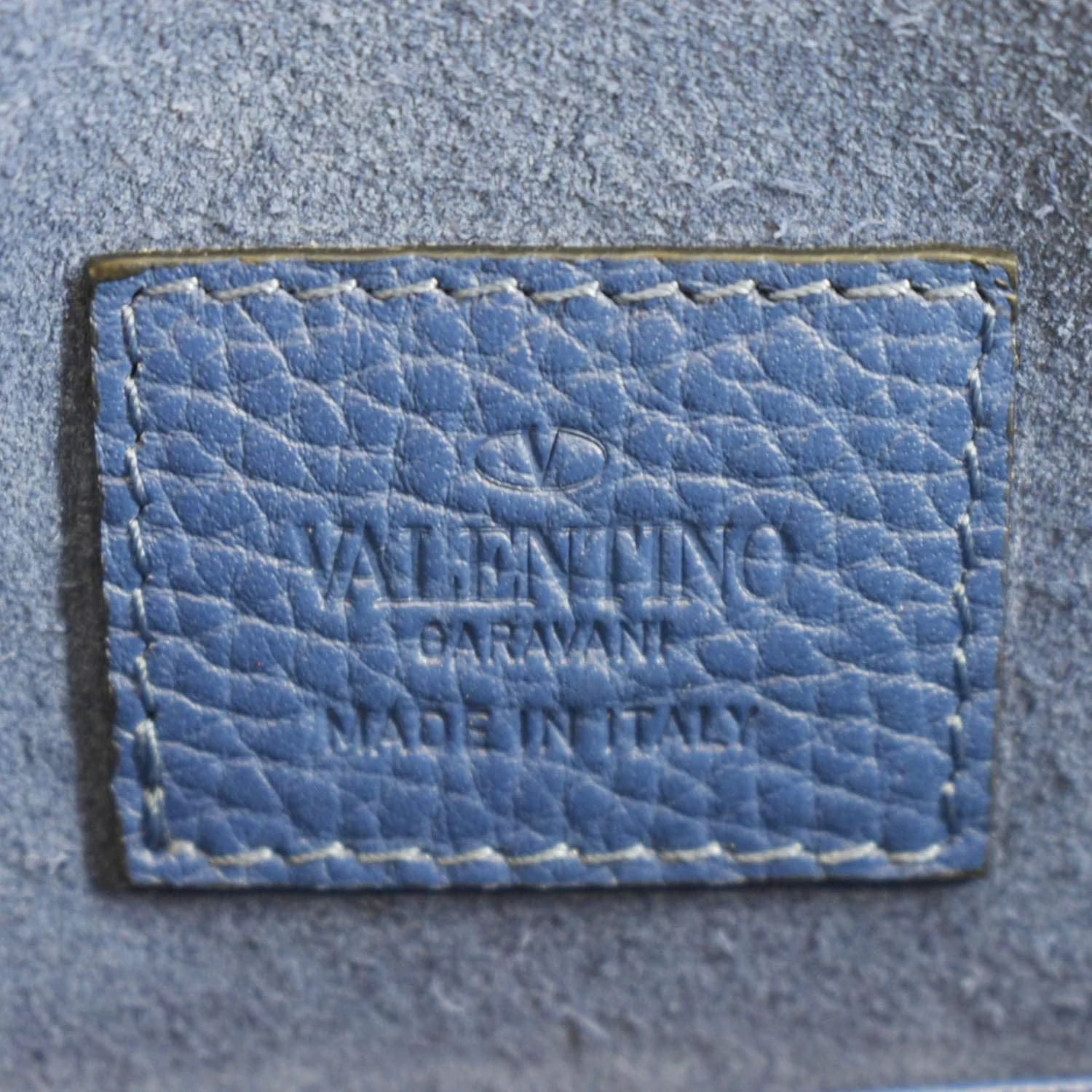 Pre-owned VALENTINO Garavani Rockstud Grainy Envelope Pouch Blue