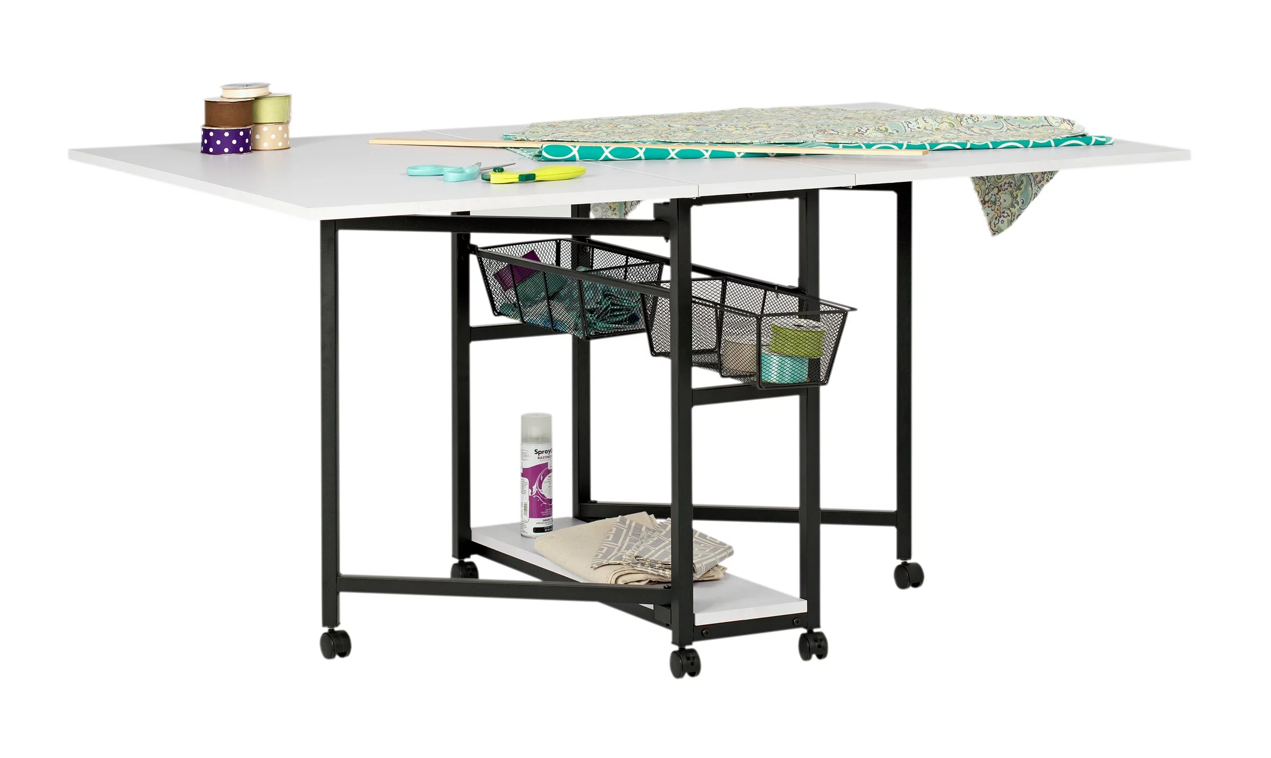 Sew Ready Mobile Fabric Cutting Table with Storage 30