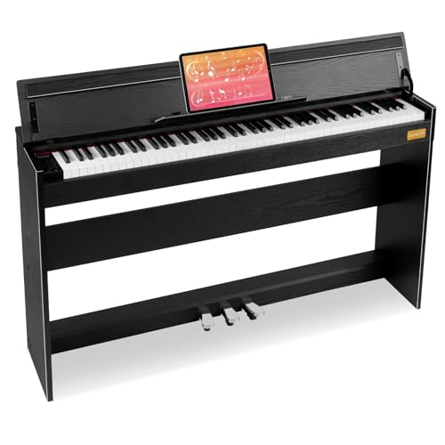 MOSEN 88 Keys Weighted Digital Piano with Furniture Stand & 3-Pedal Unit, Hammer Action Keyboard, Full-size Electric Piano Keyboard Supports USB-MIDI/Wireless Connect, MDP-110