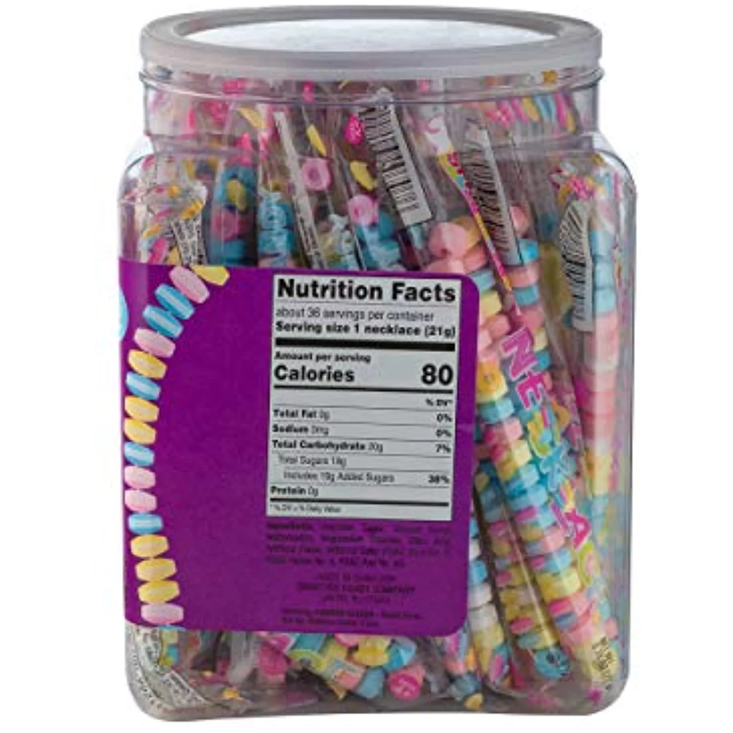 Smarties Candy Necklace, 36 Count Tub
