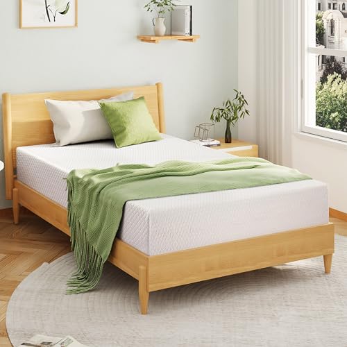 8 Inch Twin Mattress, Memory Foam Mattress with Cooling Green Tea Gel, Relieve Pressure with Medium Firm Support, CertiPUR-US Certified, 75''L x 38''W, White