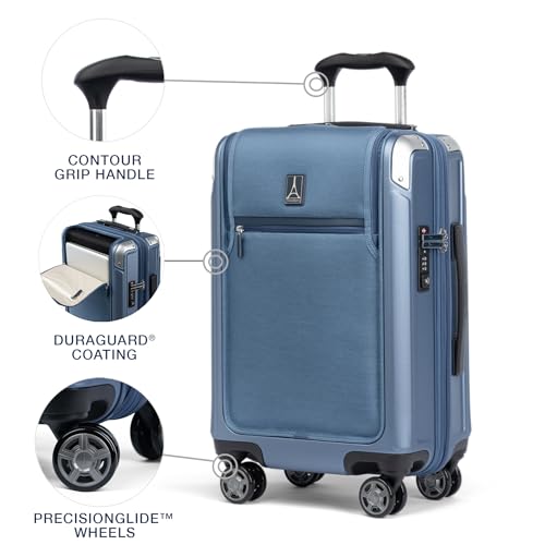 Travelpro Platinum Elite Hardside Expandable Carry on Luggage, 8 Wheel Spinner, TSA Lock, Hard Shell Polycarbonate Suitcase, Metallic Sand, Compact Carry on 20-Inch