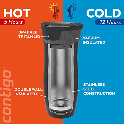 Contigo West Loop Autoseal Travel Mug, Stainless Steel Thermal Mug, Vacuum Flask, Leakproof Tumbler, Coffee Mug with BPA-Free Easy-Clean Lid