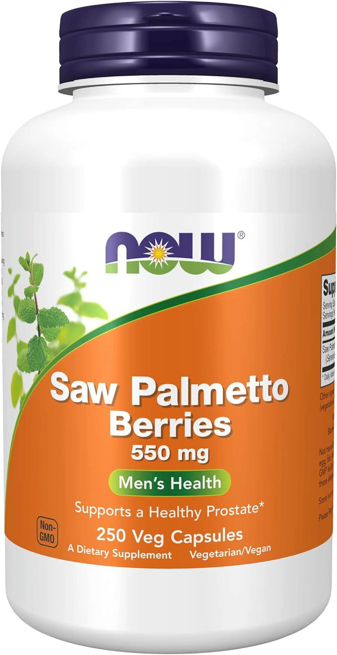NOW Supplements, Saw Palmetto Berries (Serenoa repens) 550 mg, Men's Health*, 250 Veg Capsules