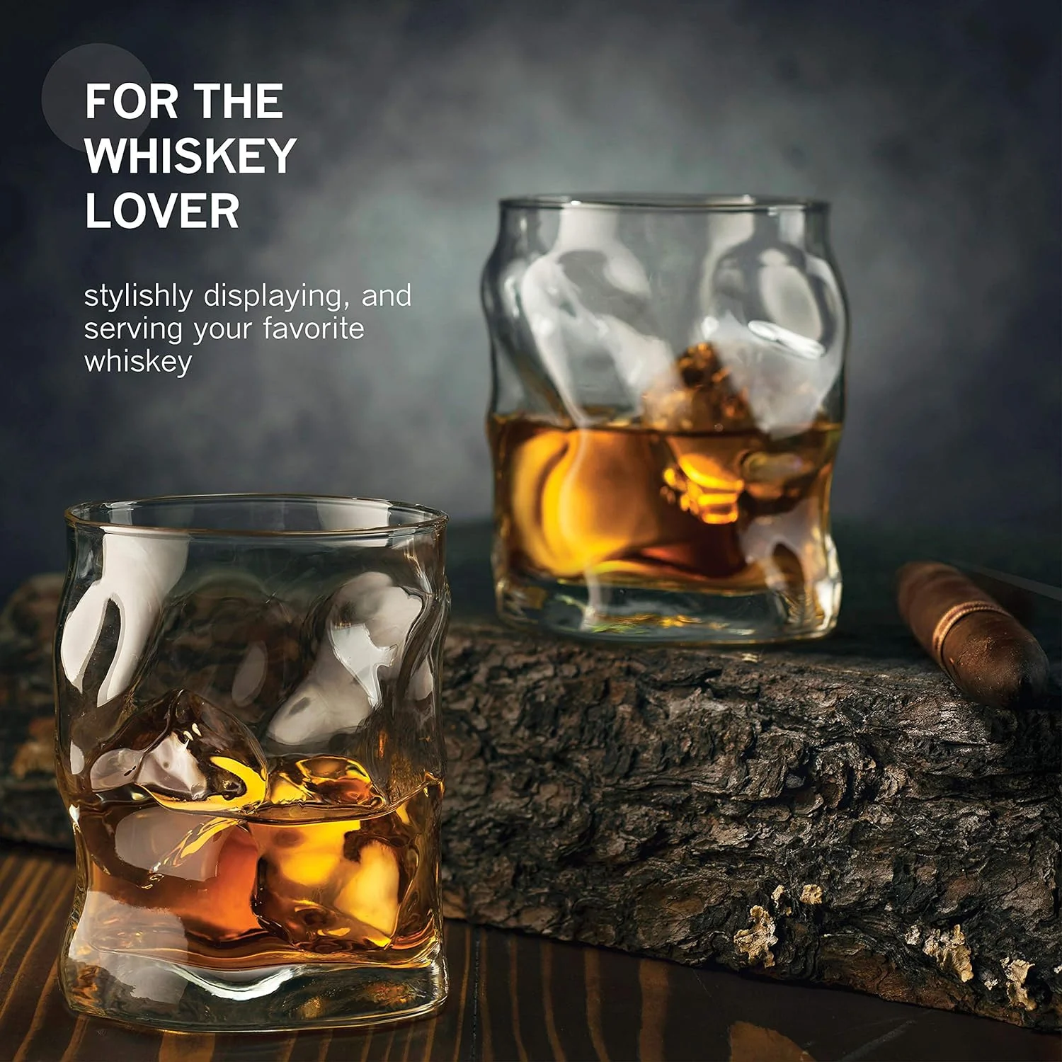 Set Of 4 Sorgente DOF Whiskey Glass 14¼-Ounce Cocktail Glasses Barware, For Bourbon, , Water, Juice, Drinking Glasses Set, Made In Italy.