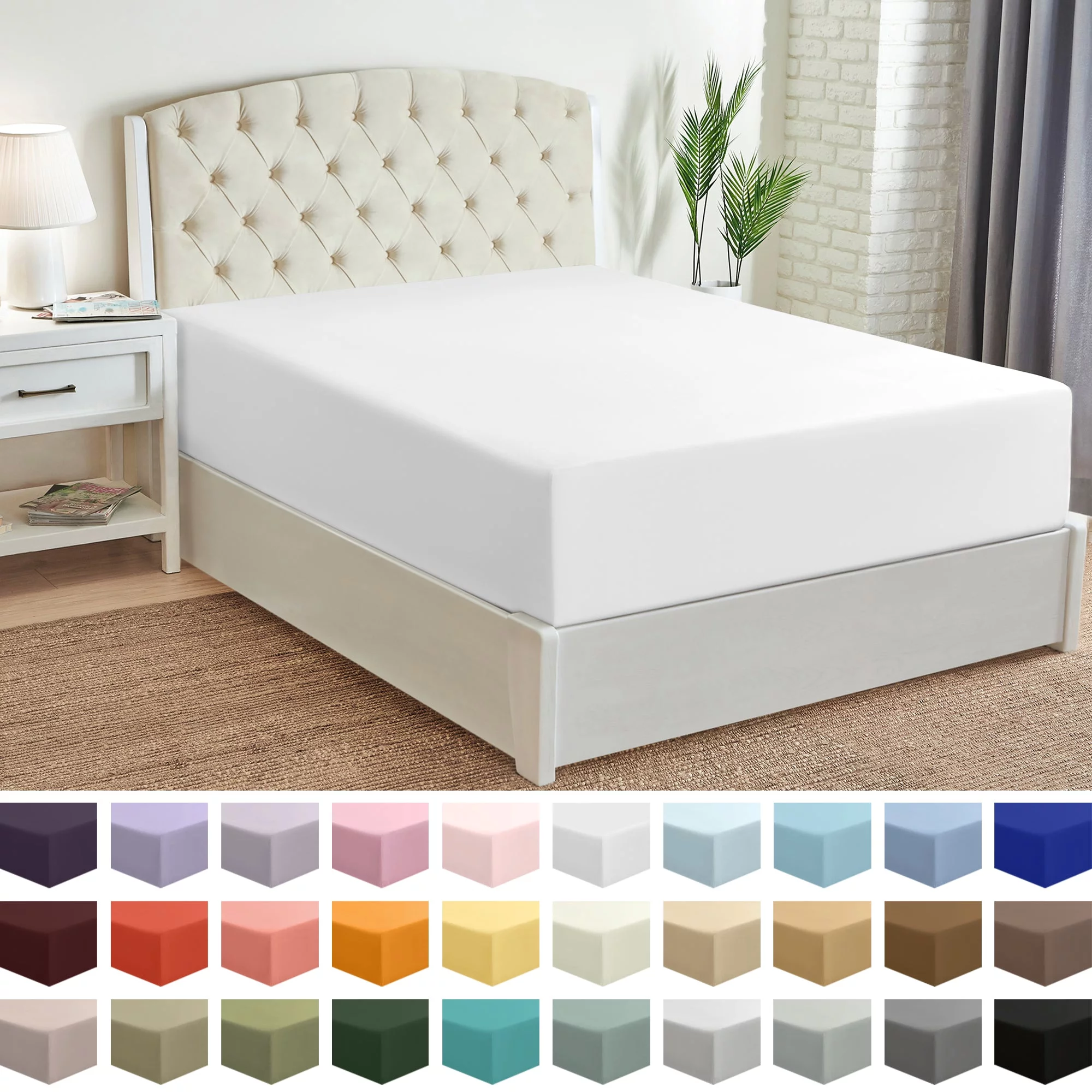 Mellanni Extra Deep Pocket Queen Fitted Sheet - Iconic Collection Bedding Sheets - Soft Cooling Sheets for up to 21