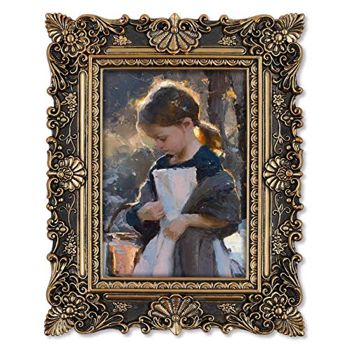 SIMON'S SHOP 8x10 Vintage Picture Frame, Black Photo Frame with Glass Cover, Wall Mount & Tabletop Display, Antique Style Home Decor