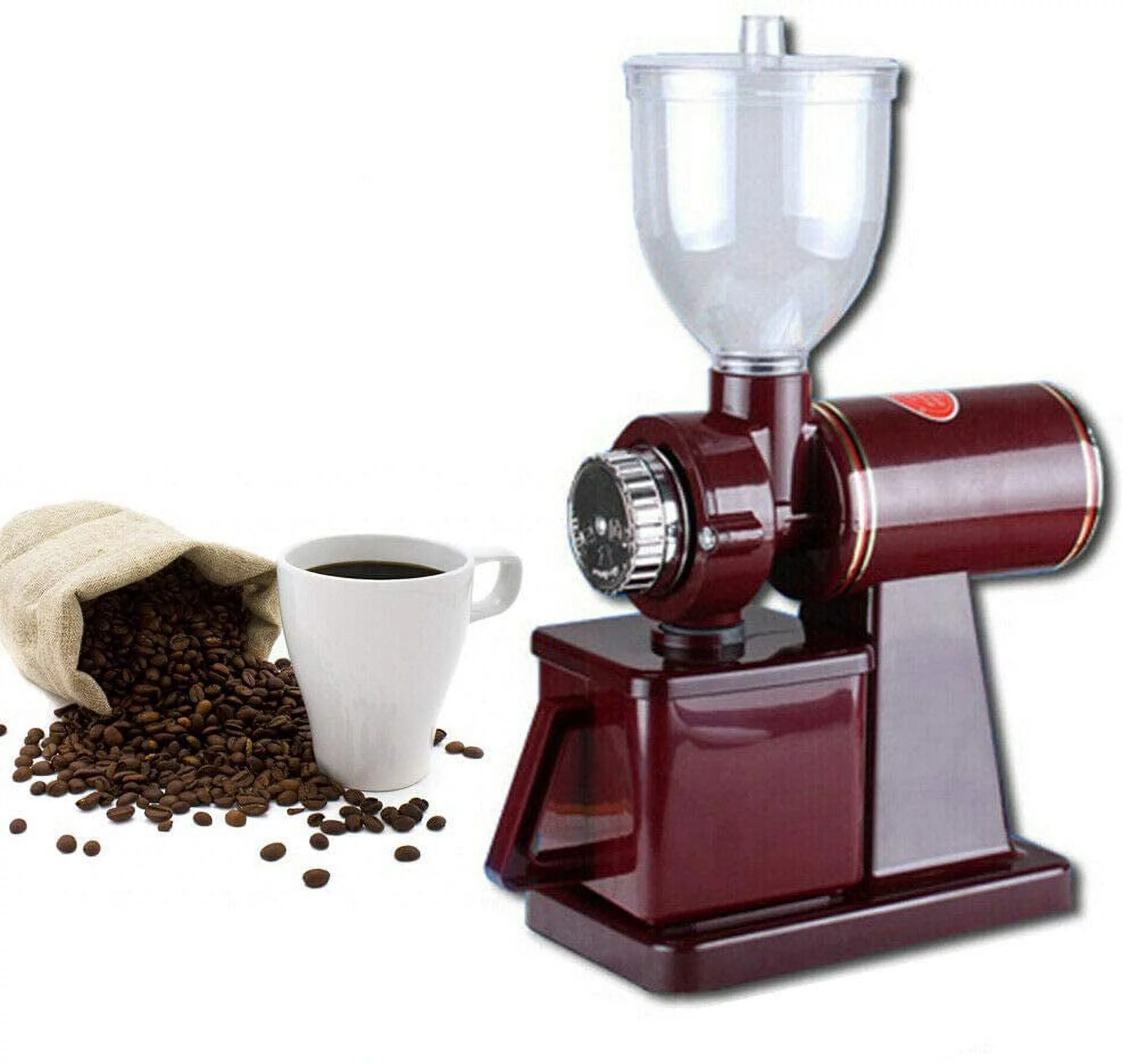 OUKANING 110V Electric Automatic Coffee Bean Grinder Auto Mill Coffee Bean Espresso 150g/min Red