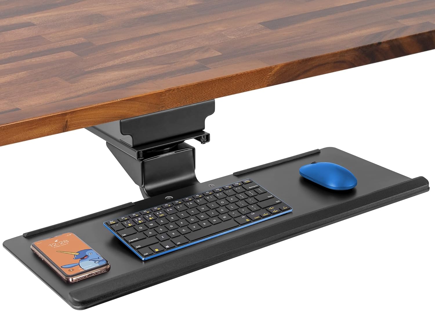 Stand Steady Under Desk Keyboard Tray | Adjustable Tilting Keyboard Shelf for Ergonomic Typing | Screw On Under Desk Storage with Cable Clips (26.5in x 10in / Black)