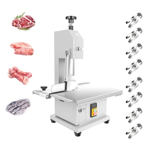Bone Saw Meat Cutter, 1500W Industrial Butcher Tool Meat Saw, 0.04-7.8 In Cutting thickness Meat Band Saws, 330-441 LBS/H High Speed for Butchering for Ribs/Beef/Poultry