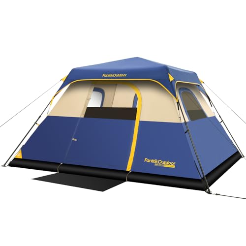 FanttikOutdoor Camping Tent 4/6/8/10 Person Instant Cabin Tent Setup in 60 Seconds with Rainfly & Windproof Portable with Carry Bag for Family Camping & Hiking, Upgraded Ventilation