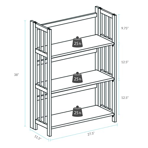 Casual Home 3 Shelf Folding Bookcase, 27.5