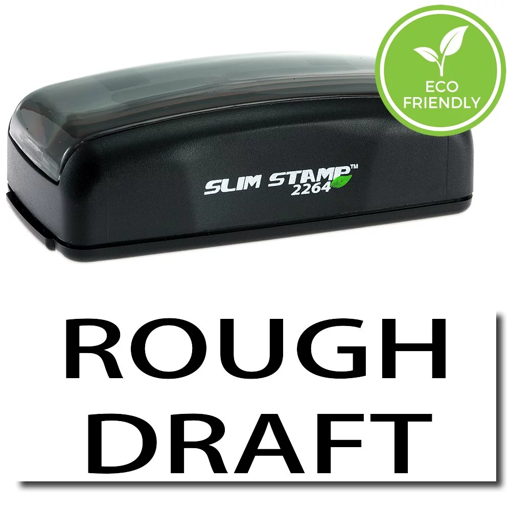 Large Pre-Inked Rough Draft Stamp with Green Ink