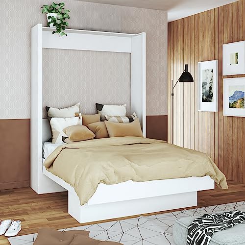 Oakland Living Easy-Lift Full Murphy Wall Bed in White with Shelf