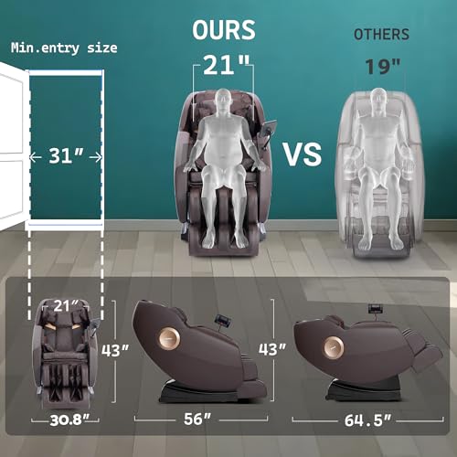 Massage Chair, Zero Gravity Full Body Massage Chair, Shiatsu Recliner with 14 Massage Points, Lumbar & Calf Heating, 20 Auto Modes, Spacious Massage Area, Bluetooth Speaker, Touch Screen Controller