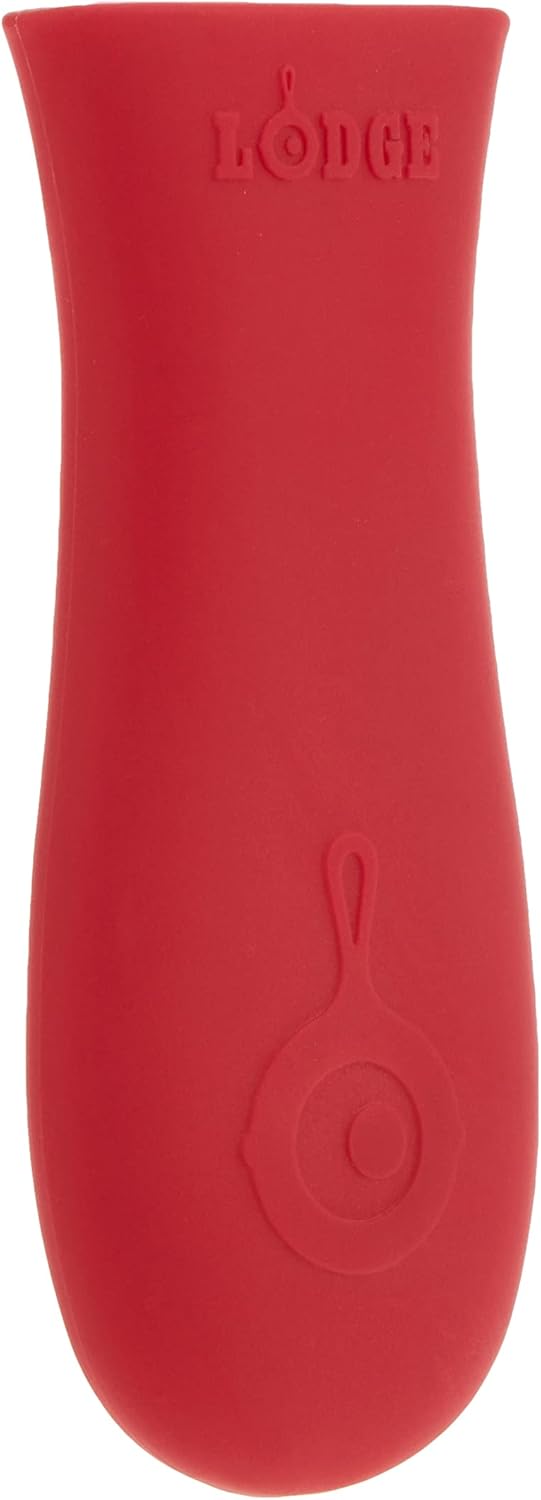 Lodge L14SK3 15-Inch Pre-Seasoned Cast-Iron Skillet & Silicone Hot Handle Holder - Red Heat Protecting Silicone Handle Cast Iron Skillets with Keyhole Handle