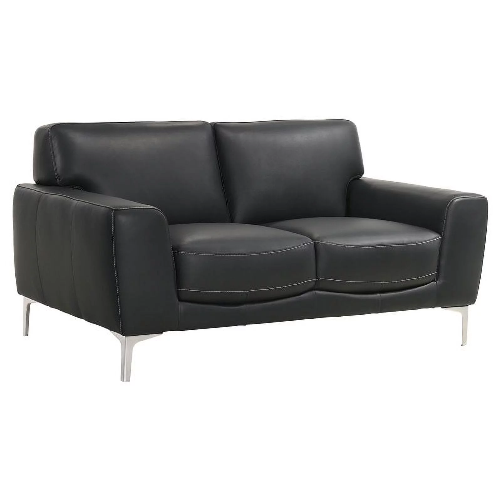 New Classic Furniture Carrara Top Grain Italian Leather Loveseat in Black