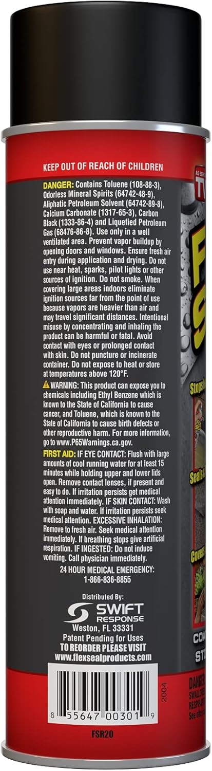 Flex Seal, 14 oz, 2-Pack, Black, Stop Leaks Instantly, Waterproof Rubber Spray On Sealant Coating, Perfect for Gutters, Wood, RV, Campers, Roof Repair, Skylights, Windows, and More