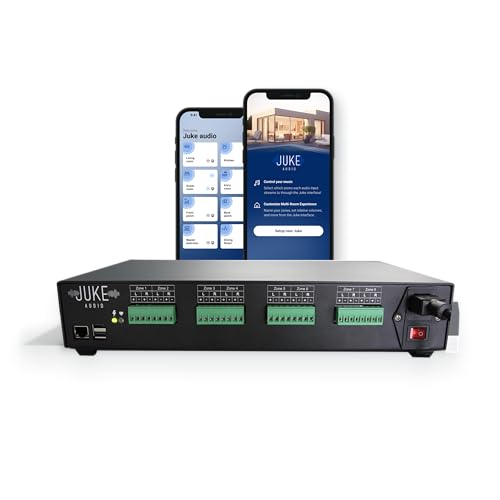 Juke-8: 8 Zone Multi-Room Amplifier | Stream Wirelessly via Airplay 2, Spotify Connect, Bluetooth, DLNA | App Controlled Audio System