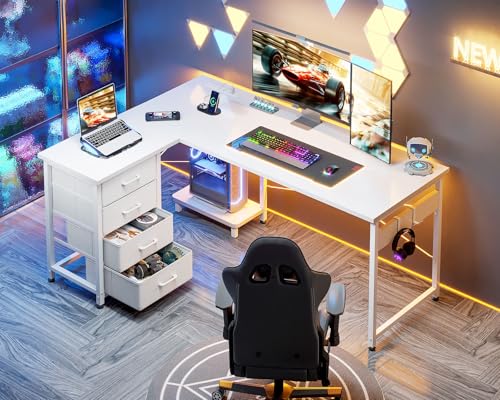 AODK L Shaped Gaming Desk with 4 Drawers, 61