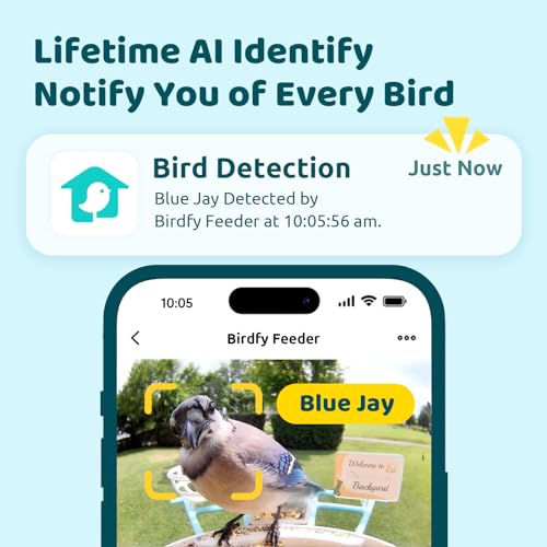 NETVUE by AI Smart Feeder with Camera Solar Powered, AI Auto Capture Each Come & Identify 6000+ Species, Cloud Store Videos & On Live, Ideal Gift (Blue)