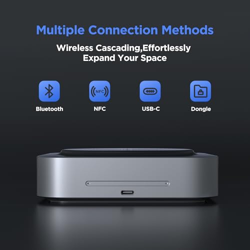 BM35 Wireless Bluetooth Microphone Conference Speakerphone, 360° Omnidirectional Sound Pickup 20ft Radius 8-Array Microphones, AI Noise Reduction NFC Wireless Quick Connection, 15H Talk Time