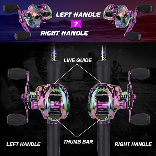 Sougayilang Fishing Rod and Reel Combo, Baitcasting/Spinning Combo, IM7 Graphite Blank Rods with EVA Handle