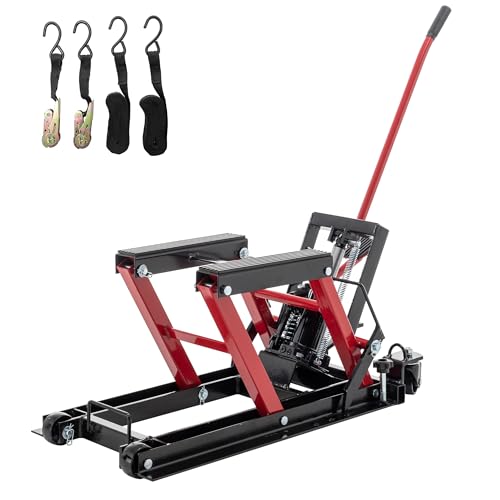 Hydraulic Motorcycle Lift Jack 1500 LBS Capacity, Foot-Operated Motorcycle Scissor Lift Table, 4.5