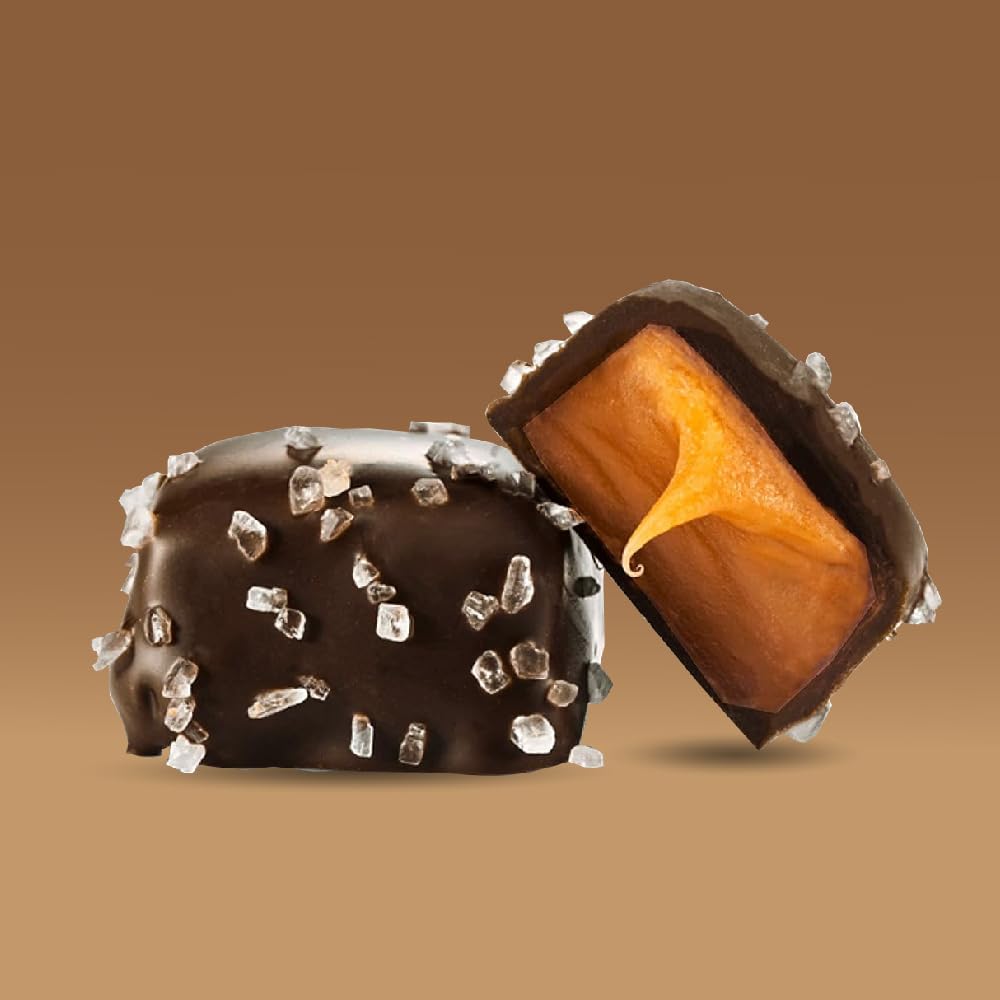Dark Chocolate Caramel Sea Salt Squares Candy, 2-Pound Pack