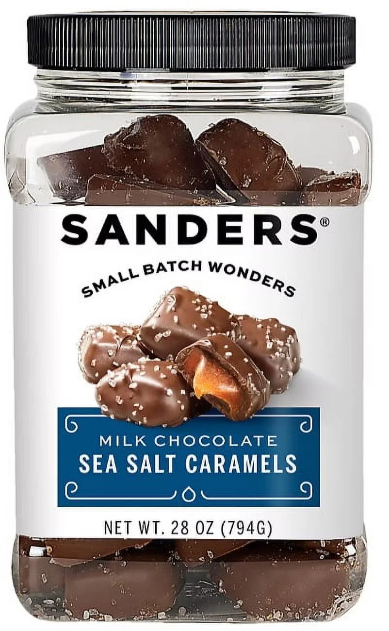Sanders Milk Chocolate Sea Salt Caramels Pinch Grip Tub, 28 oz.