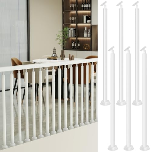 Round Spindles for Staircase, 2 4 6 Pieces Modern Iron Stairs Balusters Interior Porch Balcony Stairway Banisters Post/ Column with Slant 270° Swivel Top Bracket & Screws, Floor Platform Mounted ( Col