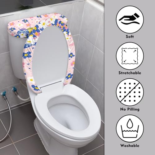 Christmas Bow Bell Toilet Tank Lid Cover and Toilet Seat Lid Cover 2 Pcs Set Toilets Covers with Elastic Cloth Fits Most Toilets Tanks & Lids