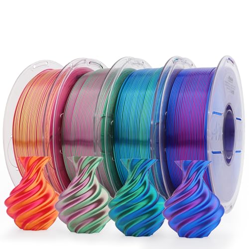 AMOLEN Silk PLA 3D Printer Filament, Silk Dual Color Red Black PLA Filament 1.75mm, Shiny Coextrusion PLA Filament, Color Change 3D Printing Filament 1KG/2.2lb