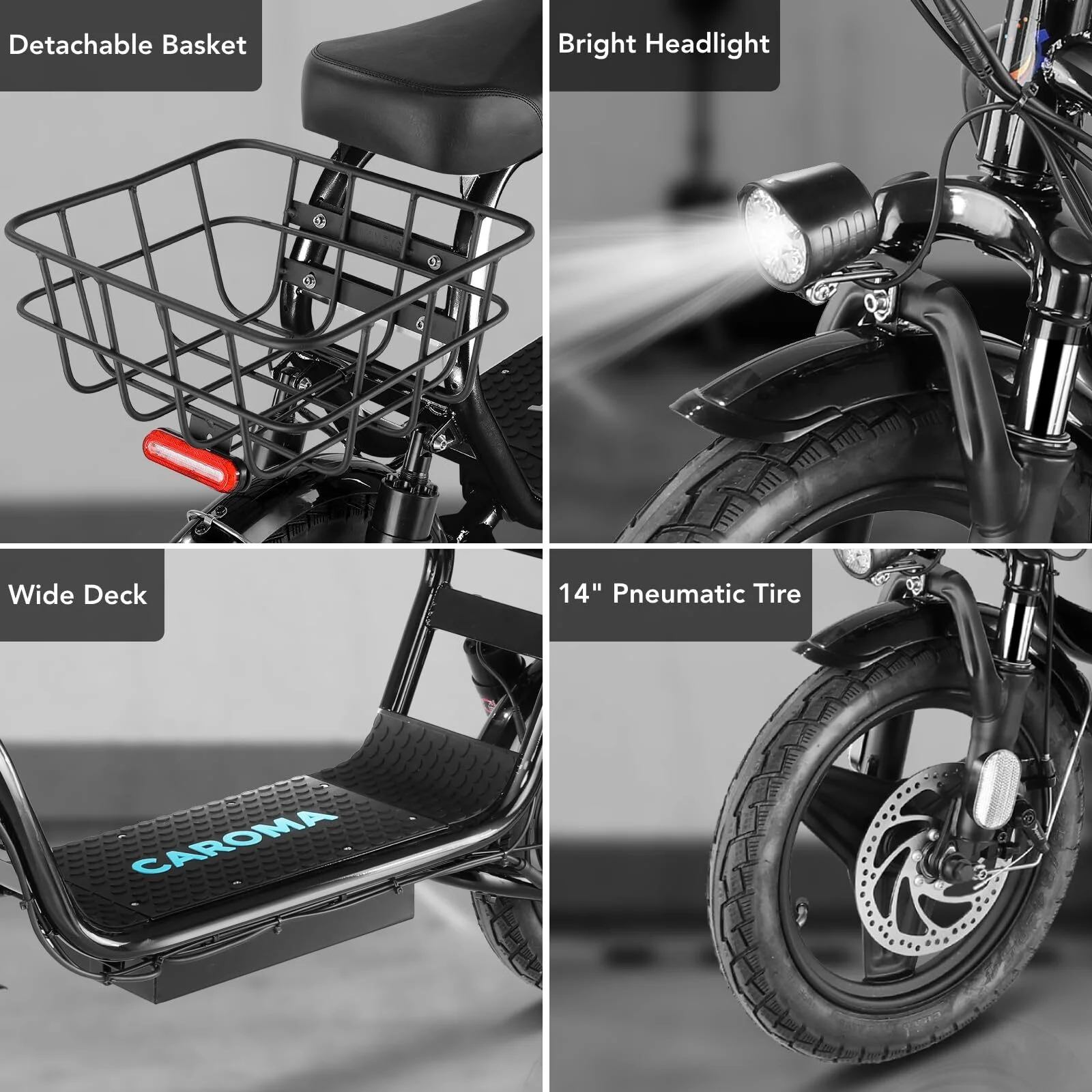 Caroma Peak 500W Adults Electric Scooter with Seat, 14